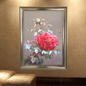 纯手绘手工 富贵牡丹 中式油画 家庭挂画 酒店挂画 办公室挂画A