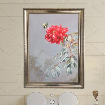 纯手绘手工 富贵牡丹 中式油画 家庭挂画 酒店挂画 办公室挂画B