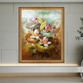 纯手绘手工 原创油画 一堂和气 线条框C