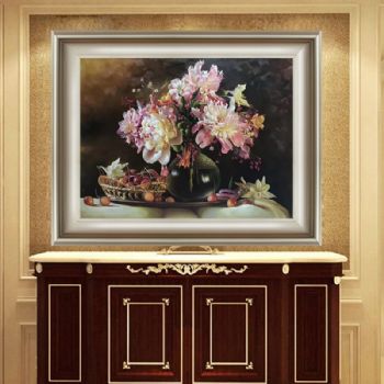 纯手绘手工 静物油画 写实油画 美丽的花瓶 家庭挂画 酒店挂画 办公室挂画