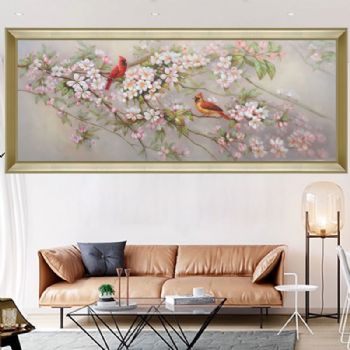 纯手绘手工 印象中式油画 一种蒙胧意境的美 花鸟油画 家庭挂画 酒店挂画B