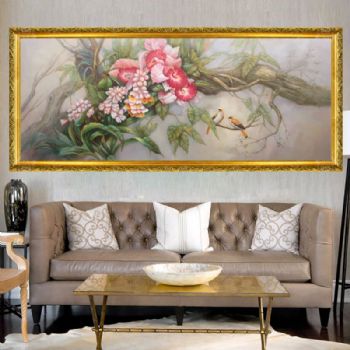 纯手绘手工 印象中式油画 一种蒙胧意境的美 花鸟油画 家庭挂画 酒店挂画C