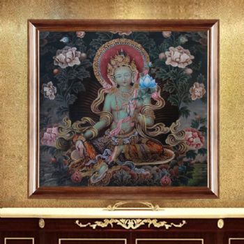纯手绘手工 宗教油画 藏传佛教 立体感很强 适合家庭挂画 酒店挂画 办公室挂画A