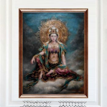 纯手绘手工 宗教油画 藏传佛教 立体感很强 适合家庭挂画 酒店挂画 办公室挂画B