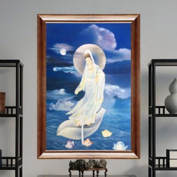 纯手绘手工 宗教油画 观音大士 适合家庭挂画 酒店挂画 办公室挂画C