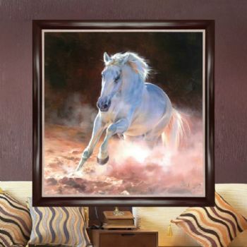 纯手绘手工 中式油画 骏马 奔跑跳动 高贵气质 家庭挂画 酒店挂画 办公室挂画G