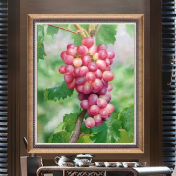 纯手绘手工 中式油画 写实油画 红葡萄 家庭挂画 酒店挂画 办公室挂画B