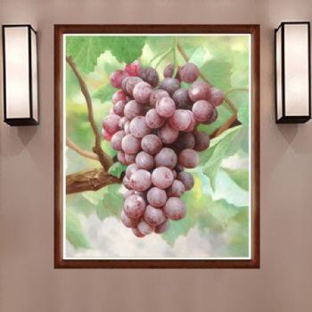 纯手绘手工 中式油画 写实油画 红葡萄 家庭挂画 酒店挂画 办公室挂画D