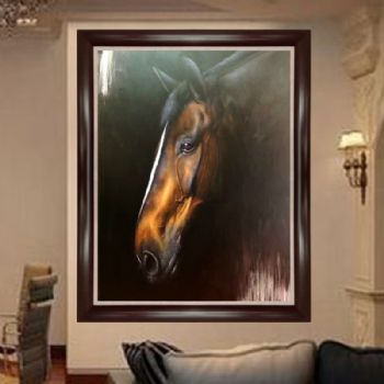 纯手绘手工 中式油画 骏马 马头 高贵气质 特别适合青年俊才 家庭挂画 酒店挂画 办公室挂画C