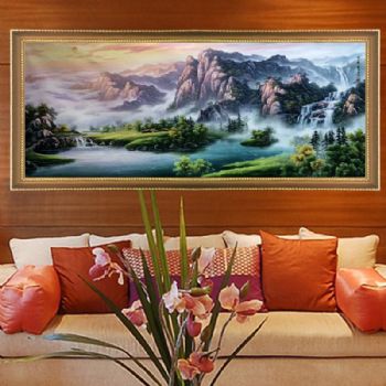 实力派画家 手绘油画 油画风景 刀画 山水油画 聚宝盆 家庭挂画 办公室挂画 酒店挂画