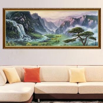 实力派画家 手绘油画 刀画 山水油画 聚宝盆 家庭挂画 办公室挂画 酒店挂画