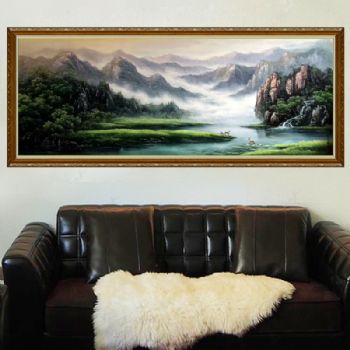 实力派画家 手绘油画 刀画 山水油画 聚宝盆 家庭挂画 办公室挂画 酒店挂画