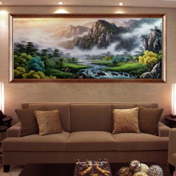 实力派画家 手绘油画 刀画 山水油画 聚宝盆 家庭挂画 办公室挂画 酒店挂画
