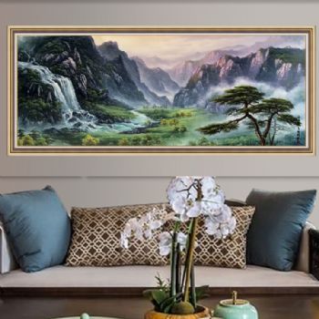 实力派画家 手绘油画 刀画 山水油画 高山 云海 日出 家庭挂画 办公室挂画 酒店挂画