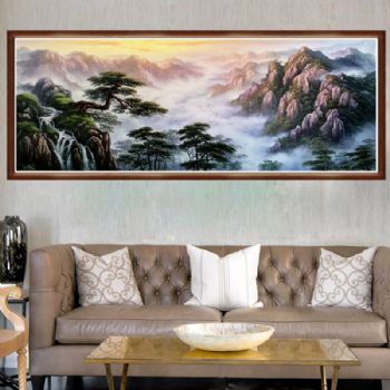 实力派画家 手绘油画 刀画 山水油画 聚宝盆 家庭挂画 办公室挂画 酒店挂画