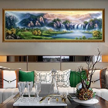 实力派画家 手绘油画 油画风景 刀画 山水油画 聚宝盆 家庭挂画 油画风景 办公室挂画 酒店挂画