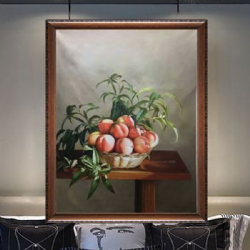 中式写实油画 效果非常漂亮 桃 十五年功底画师绘画 欢迎预订