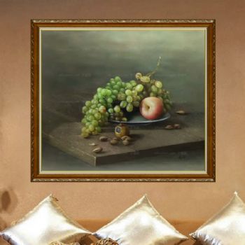 中式写实油画 效果非常漂亮 龙眼 青葡萄 十五年功底画师绘画 欢迎预订