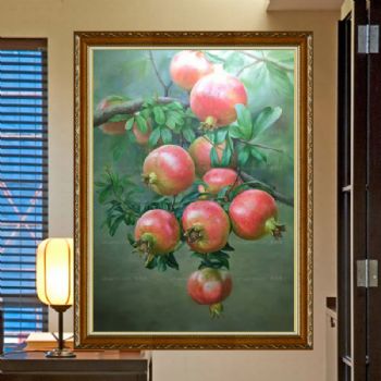 中式写实油画 效果非常漂亮 石榴 十五年功底画师绘画 欢迎预订