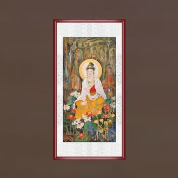 人物画 董书林四尺观音菩萨佛像《观世音》