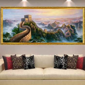 实力派画家 手绘油画 刀画 万里长城 气势非凡 大厅挂画 油画风景 老总办公室挂画 油画风景 企业挂画