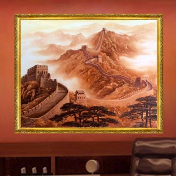 实力派画家 手绘油画 刀画 万里长城 老总办公室挂画 酒店挂画 油画风景 企业挂画 大芬油画村