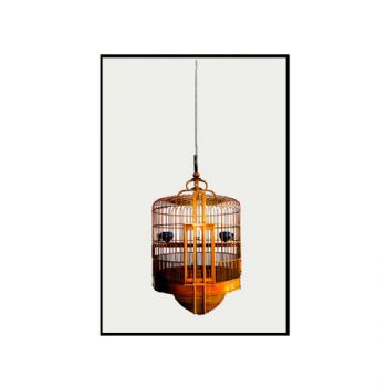 鸟笼艺术高档轻奢晶瓷画装饰画铝合金框现代简约客厅样板房抽象玄关走廊挂画