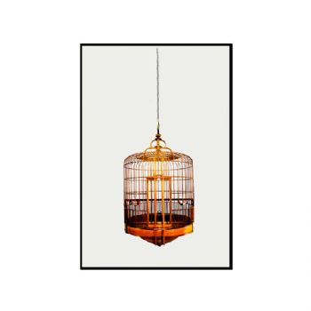 鸟笼艺术高档轻奢晶瓷画装饰画铝合金框现代简约客厅样板房抽象玄关走廊挂画