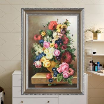 手绘油画欧式油画花卉美式壁画客厅玄关挂画酒店挂画