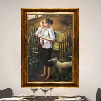 纯手工手绘油画中式油画远方的来信乡村风景