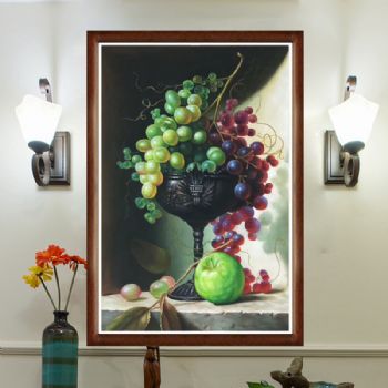 手绘写实油画水果静物葡萄装饰画挂画墙画