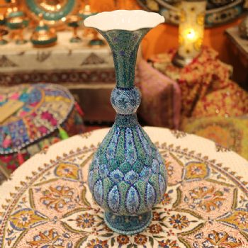 minaA级花瓶30CM伊朗传统铜胎珐琅工艺伊朗纯手工米娜mina花瓶made in Iran