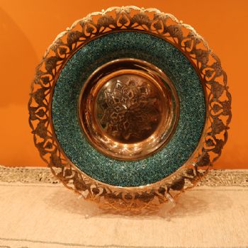 盘子45CM伊朗蓝松石伊朗纯手工制作蓝松石被誉为成功幸运之石是神力的象征