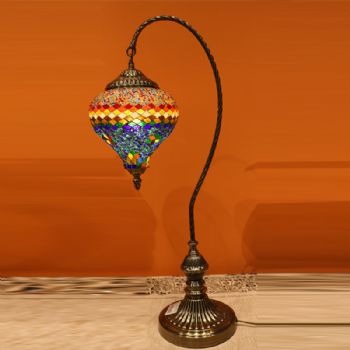 伊朗传统手工工艺桃型台灯65*23CM伊朗纯手工彩色玻璃灯made in Iran手工 工艺品 伊朗 中东 铜胎珐琅