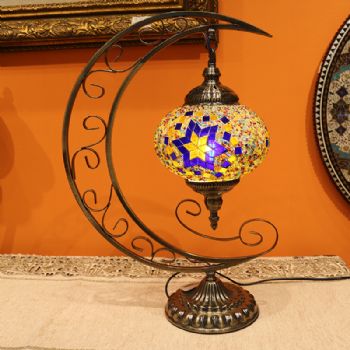 纯手工制作土耳其国旗造型台灯46*34CM伊朗彩色玻璃艺术灯