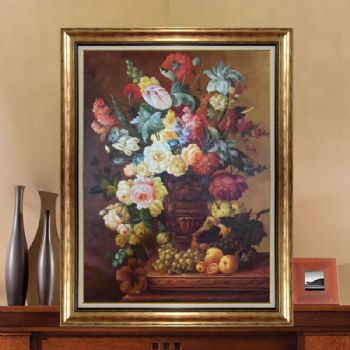 手绘油画欧式花卉美式壁画客厅玄关挂画酒店挂画