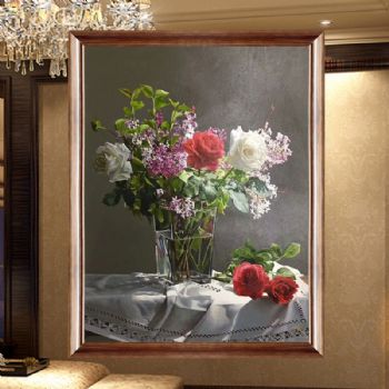 纯手绘客厅玄关精品油画花卉中式油画欧式油画书房卧室餐厅装饰画挂画壁画