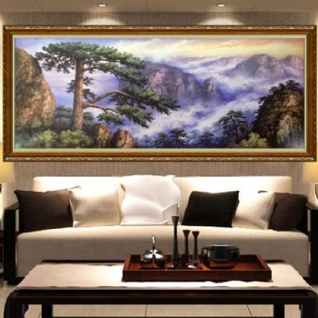 油画实力派名家 手绘油画 山水油画 高山迎客松 家庭挂画 办公室挂画 酒店挂画 C
