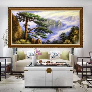 油画实力派名家 手绘油画 山水油画 高山迎客松 家庭挂画 办公室挂画 酒店挂画