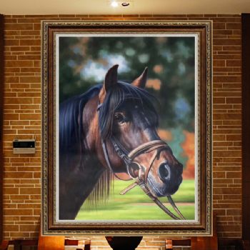 手绘油画马头欧式古典动物玄关客厅书房办公室挂画装饰画骏马