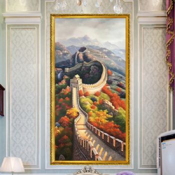 万里长城油画新中式山水风景餐厅墙画客厅装饰挂画走廊手绘 长城