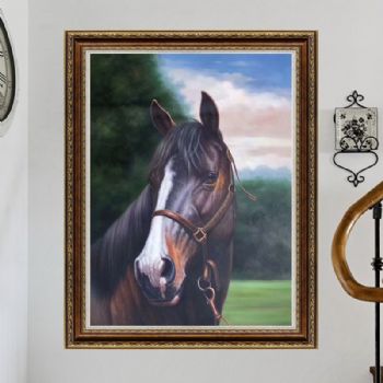 手绘油画马头欧式古典动物玄关客厅书房办公室挂画装饰画骏马