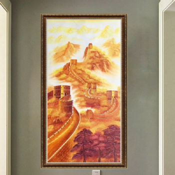 中式装饰画客厅办公室书房油画纯手绘山水风景 万里长城 B