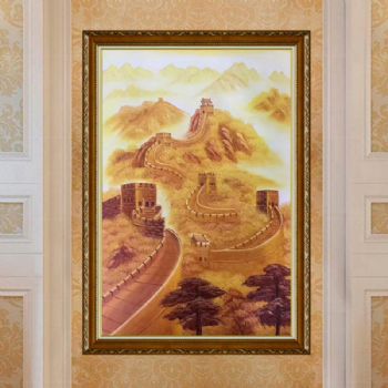 中式装饰画客厅办公室书房油画纯手绘山水风景 万里长城 A