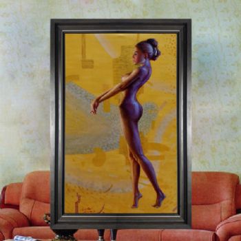 金色背景裸女实力艺术家滕戈原创油画支持合影支持作品与作者视频油画人体