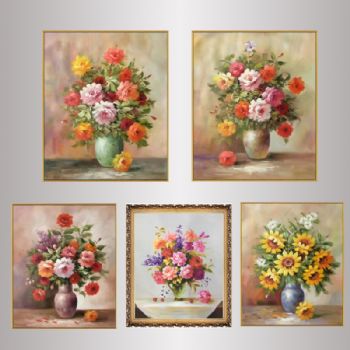 原创 写意 纯手绘 油画/装饰画 油画批发写生花卉花瓶 B