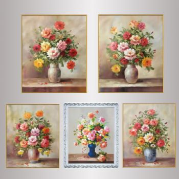 原创油画批发写意 纯手绘 油画/装饰画 写生花卉花瓶 D