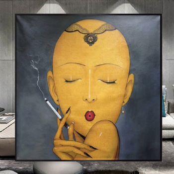 纯手绘手工 现代油画艺术 人身头像油画 家庭挂画 酒店挂画 办公室挂画