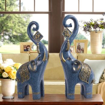 欧式大象摆件一对吉祥象工艺品电视柜玄关创意家居装饰品开业礼品