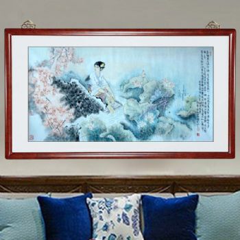 西施浣纱,张惠斌的关门弟子温素洁人物画原创手绘,支持作品与画家合影视频百分百真迹